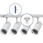 Bright Choice Ensemble complet Rail Monophasé Rail 1 Mètre Blanc | incl. 4x Spot + GU10 2700K 3W Dimmable + Embout, Connecteur d’Alimentation
