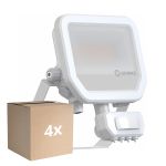 Lot 4x Ledvance Projecteur LED Aluminium Blanc 17W 2200lm 100D - 830 Blanc Chaud | IP65 - Détecteur de Mouvement et de Lumière - Symétrique